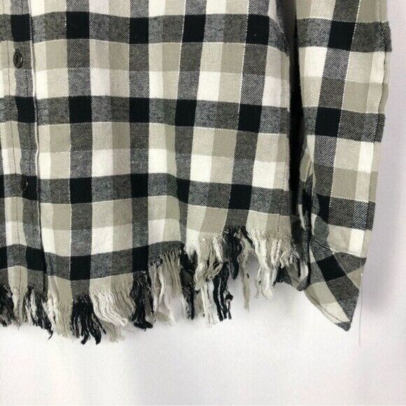 Current Elliott The Perfect Plaid Frayed Hem Shirt 0 - Picture 6 of 6